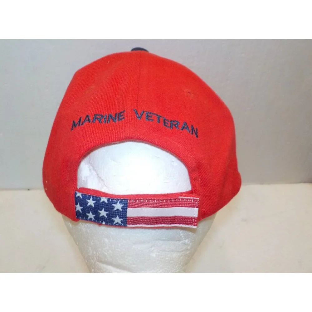 Vet Center Marine Veteran Embroidered Red White & Blue Stars & Stripes Hat Cap